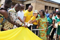 The borehole and water storage tank was commissioned by George Andah and the Gentle Giants C.E.O.