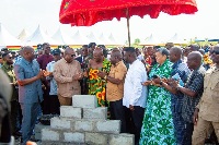 President John Dramani Mahama pictured with dignitaries, cutting sod for the Oxygen City Project