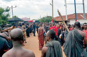 Mourners at the  Nkoranza paramount chief