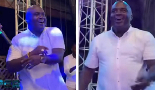 Former Chief of Staff, Julius Debrah, exhibiting some dance moves on stage