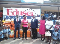Dr Bawuah-Edusei (3rd R) with Mrs Mabel Amponsah (2nd L) and others after the presentation