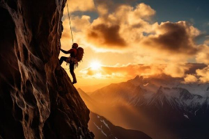 File photo showing a rock climber's determination