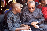 President Mahama having a chat with Speaker Doe Adjaho