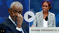 Obama sheds a tear as wife Michelle speaks at opening of presidential centre