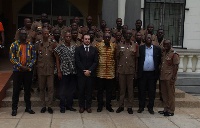 Minister of Interior in a group photograph with the leaders and officers of the Fire Service