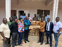 Some of the beneficiaries receiving their items from the MP