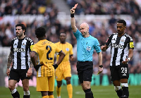 Lamptey received his marching orders after sliding into Newcastle winger Jacob Murphy