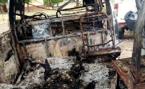 One of the cars involved in the accident was completely burnt to ashes
