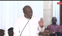 Mahama speaking at the National Muslim Prayer and Thanksgiving Service