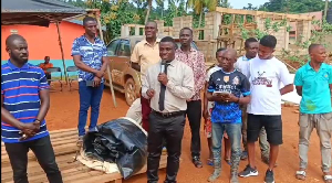 Prince Oppong seen speaking to community members