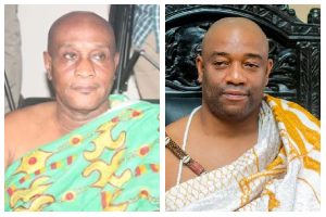 A photo collage of Nii Adama Latse II and Nii Tackie Teiko Tsuru II