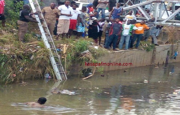 The body of the boy is yet to be retrieved from the huge drain (file photo)