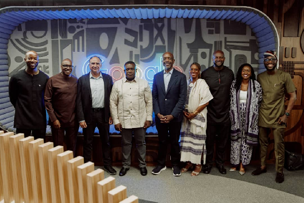 Sam George (4th L) with the team from Google at the event