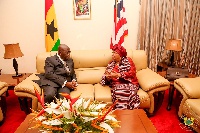 Liberia's President Ellen Johnson Sirleaf and President Nana Addo Dankwa Akufo-Addo in a t