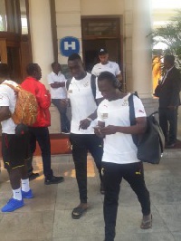 The Stars arrived in Ghana Monday afternoo