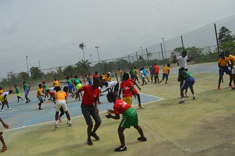 Some of the participants training during the Tennis camp