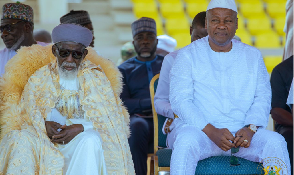 The Chief Imam with President John Dramani Mahama during the Eid payers