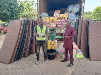 Relief items which were distributed to some flood victims in Shai Osudoku
