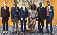 Ursula Owusu-Ekuful, Communications Minister, in a group photo with the Ghanaian delegation
