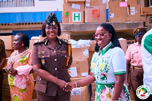Adjoa Obuobia Darko-Opoku (R) with D-G of the Ghana Prisons Service, Patience Baffoe-Bonnie