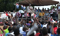 Dr. Mahamudu Bawumia addressing some people on his campaign tour