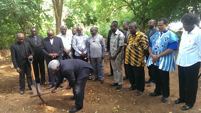 Presby Moderator - Rt. Rev. Prof. Emmanuel Martey cuts sod for the church construction