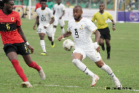 Jordan Ayew in action against Angola