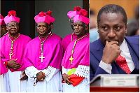 Some members of the Ghana Catholic Bishops' Conference (L) and Alexander Kwamina Afenyo-Markin