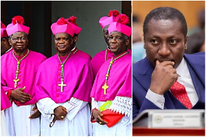 Some members of the Ghana Catholic Bishops' Conference (L) and Alexander Kwamina Afenyo-Markin