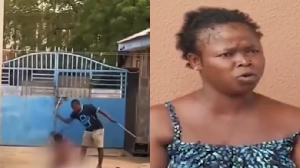 Harriet Amuzu (R) is the woman in the viral video who was physically assaulted by her husband