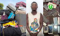 The suspected thief was caught red-handed by the Ghana Police