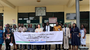 The dignitaries at the Cape Coast Teaching Hospital when the place was unveiled