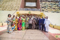 Georgina Theodora Wood (5th left) and Akufo-Addo (middle) with Council of State members