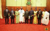 President Nana Akufo-Addo with the newly sworn in 7 Ambassadors and 1 High Commissioner