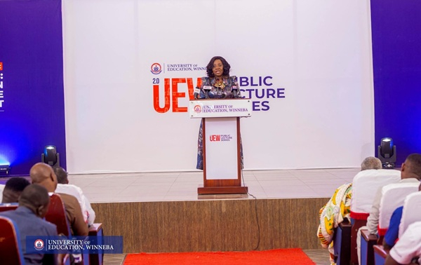 Ing. Patricia Obo-Nai speaks as Chair of the second UEW Public Lecture Series