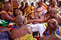 Otumfuo shaking hands with some of the attendees