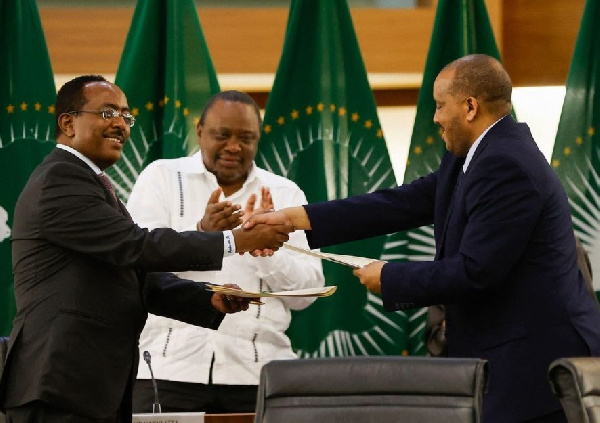 Redwan Hussein, left, Representative of the Ethiopian government, and Getachew Reda, right