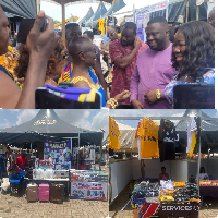 Dr Amoakohene is joined with Minister of Trade Elizabeth Ofosu-Adjare at the business expo