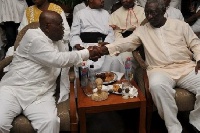 Akufo-Addo (right) shaking hands with Kufuor