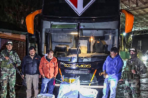 The driver and two others were arrested by Bolivian anti-narcotics