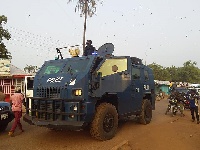 A police patrol vehicle in Yendi township.