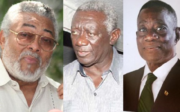 From left; Jerry John Rawlings, John Kufuor and John Evans Atta Mills
