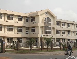 A front view of the Korle Bu Teaching Hospital (KBTH)
