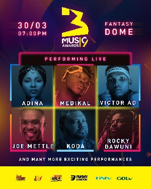 3 Music Awards will be held at the Fantasy Dome, Accra