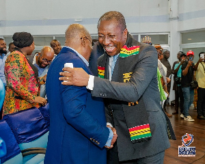 Former President Nana Addo Dankwa Akufo-Addo (L) in a hearty moment with Afenyo-Markin