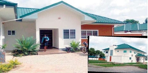 The refurbished old guest house. INSET: The new 8-bedroom house for Mahama