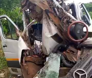 The mangled car after the fatal road crash