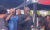Ken Agyapong dancing to Amerado's 'Kwaku Ananse' hit song at a funeral service