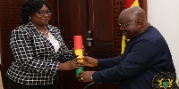 Ms Jane Cynthia Naa Torshie Lamptey (L) and President Akufo-Addo