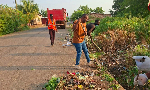 Some Somanya residents cleaning the township